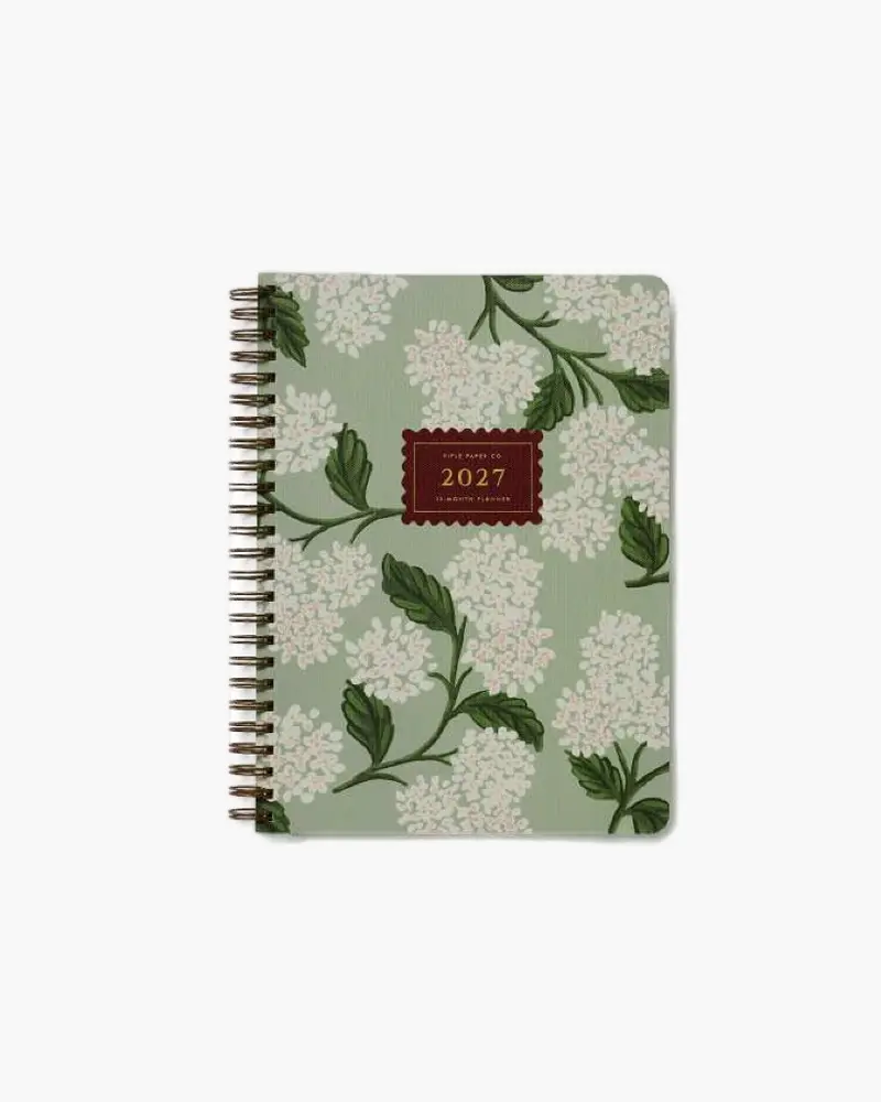 12-Month Softcover Spiral Planner 2027 - Sage Hydrangea