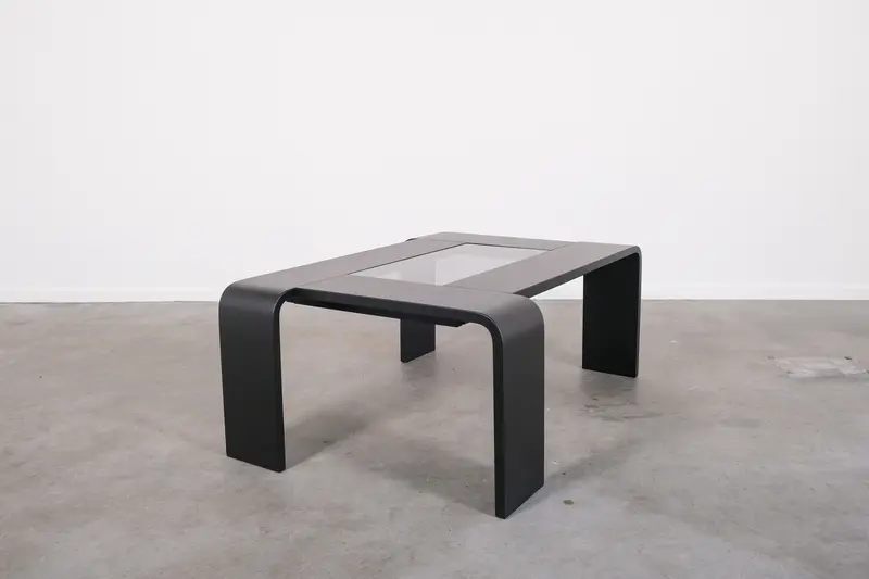 1970s Coffee Table with Smoked Glass Top