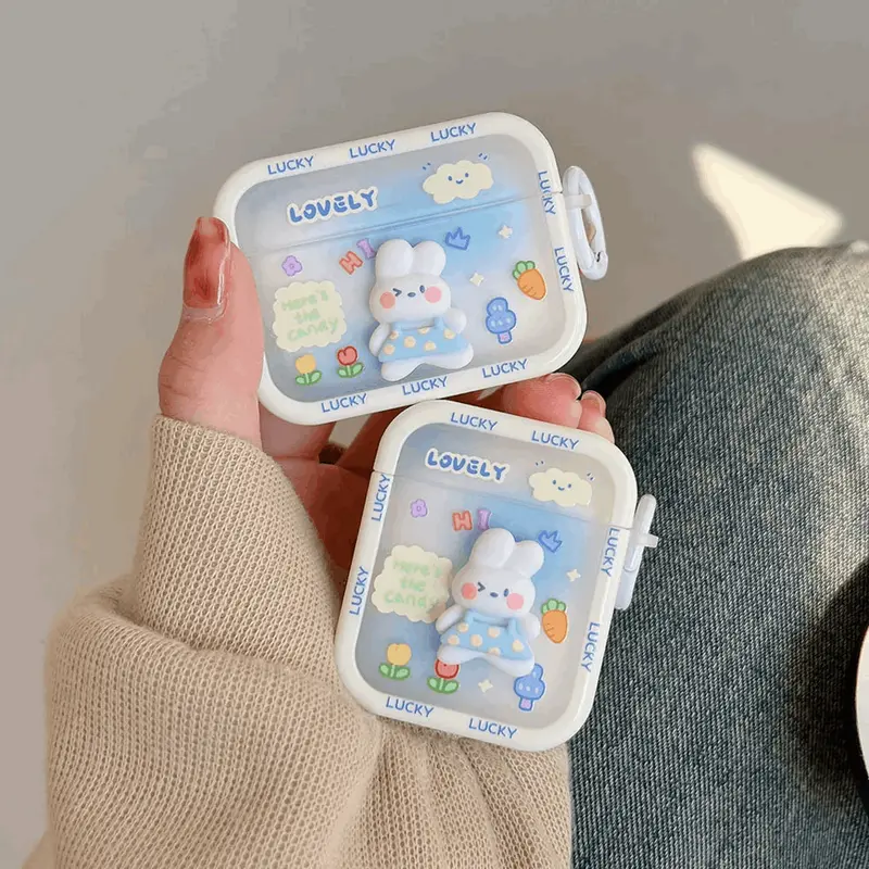 3D Lucky Bunny AirPods Charger Case Cover