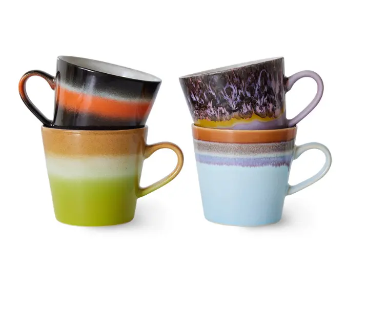 70's Cappuccino Koppen Solid (set van 4)
