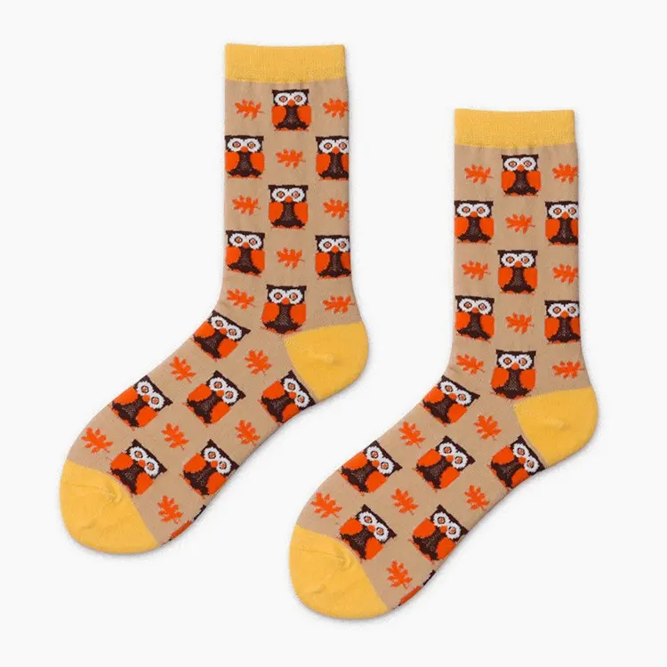 70s Style Owl Crew Socks