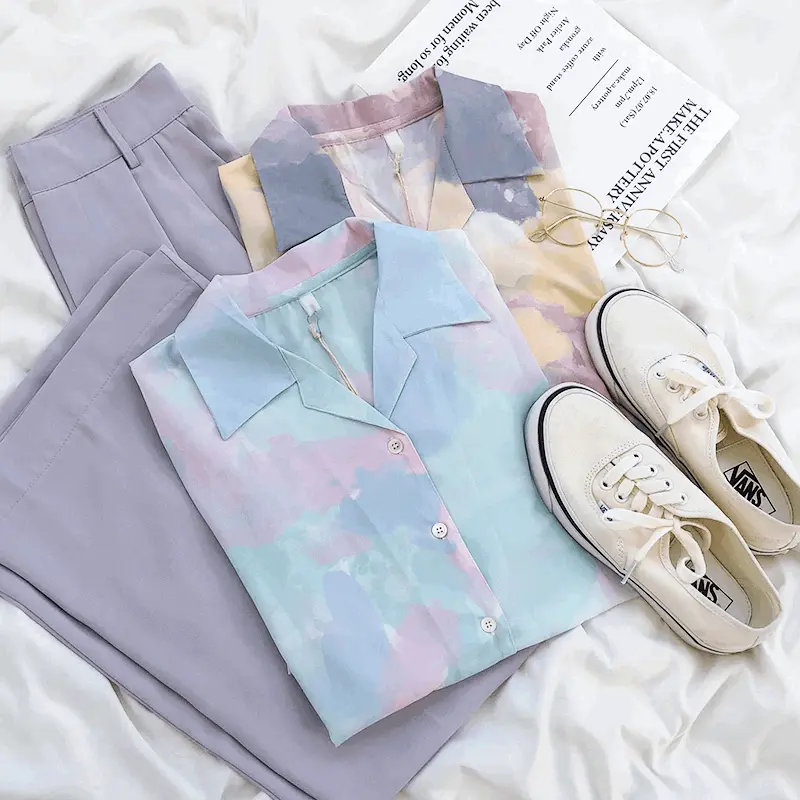 80s Oil Slick Print Blouse (2 Colours)