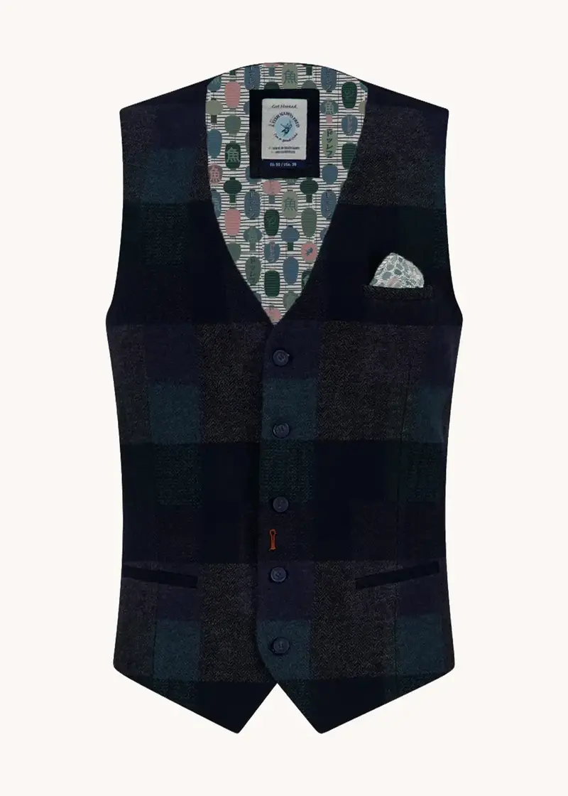 A Fish Named Fred Bold Check Vest Dark Green