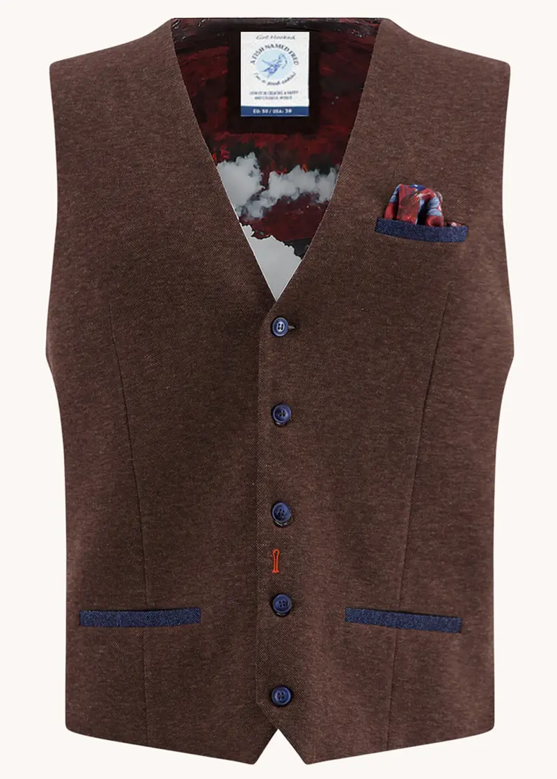 A Fish Named Fred Brown Piqué Waistcoat