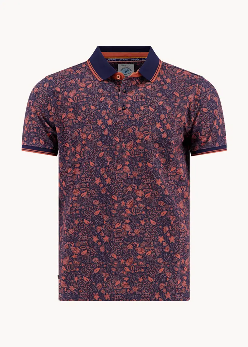 A Fish Named Fred Flower Lines Polo Navy