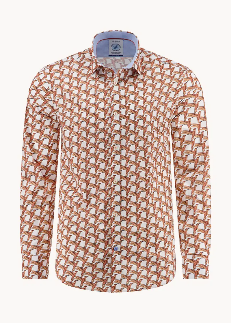 A Fish Named Fred Geometric Birds Shirt Orange