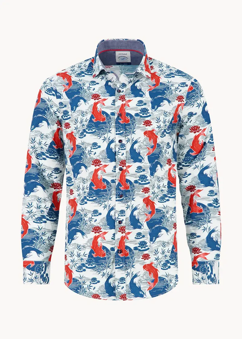 A Fish Named Fred Koi Carp Shirt Navy