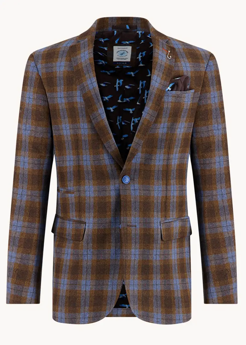 A Fish Named Fred Pattern Blazer Jacket Brown