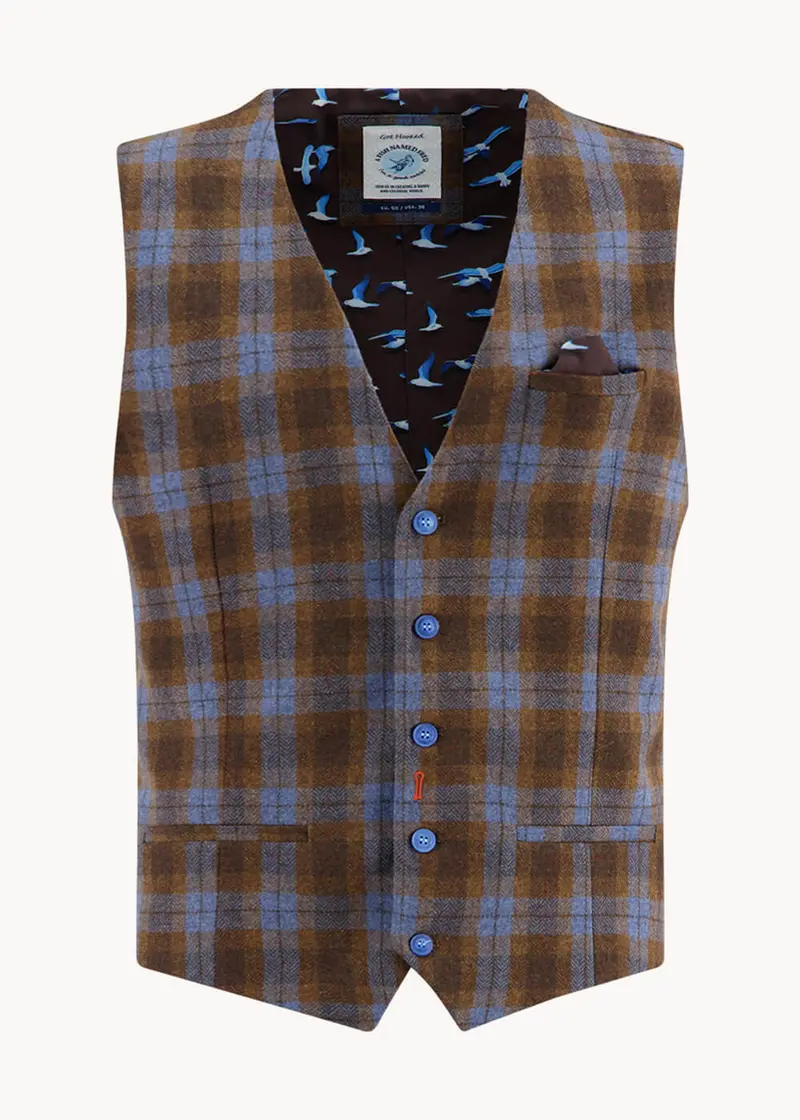 A Fish Named Fred Pattern Brown Waistcoat