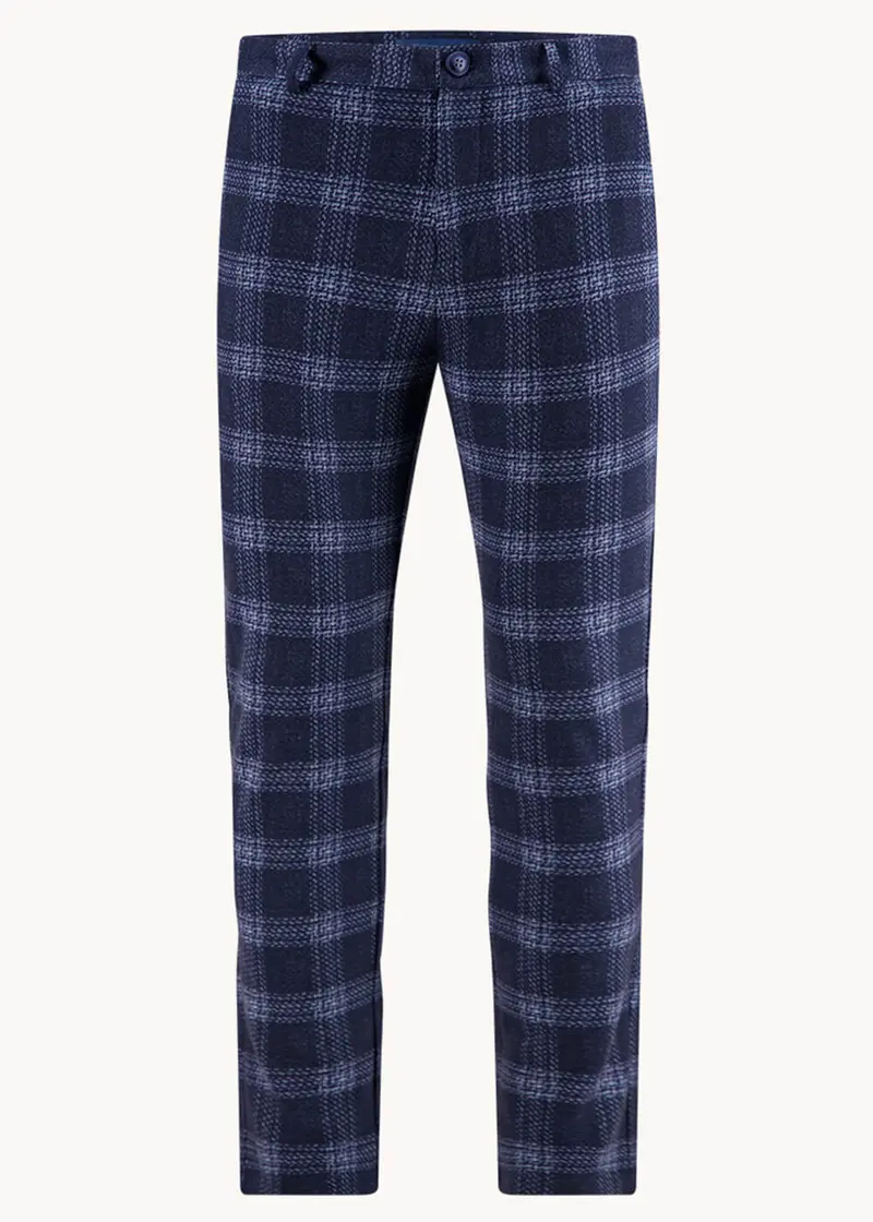 A Fish Named Fred Travel Windowpane Trousers Blue