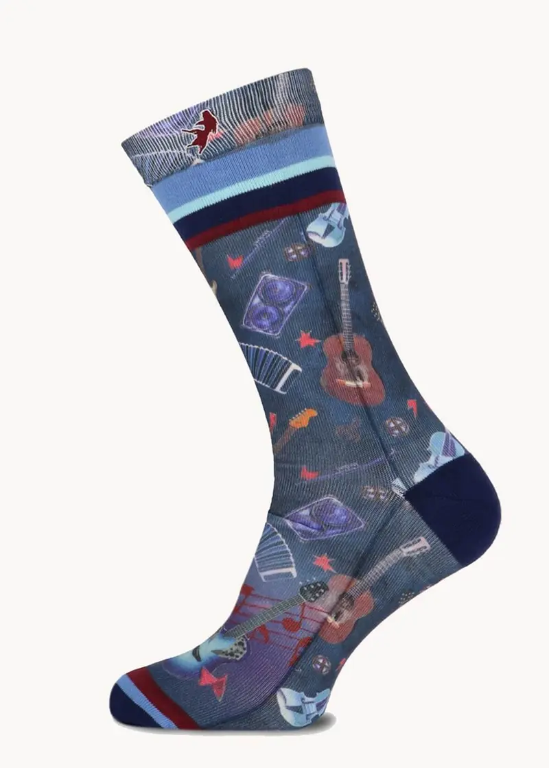 A Fish Named Fred Various Guitars Socks Navy