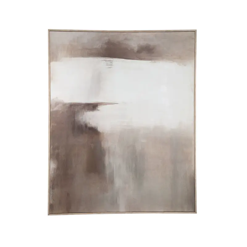 Abstract Wandpaneel Olger Beige Canvas Ingelijst PTMD