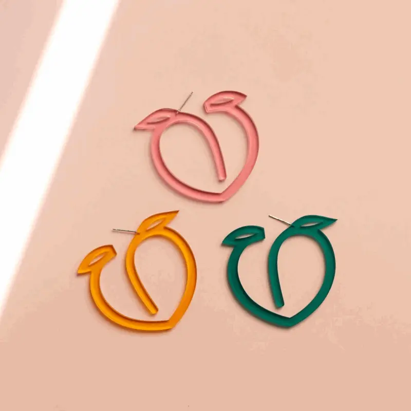 Acrylic Peach Earrings (3 Colours)