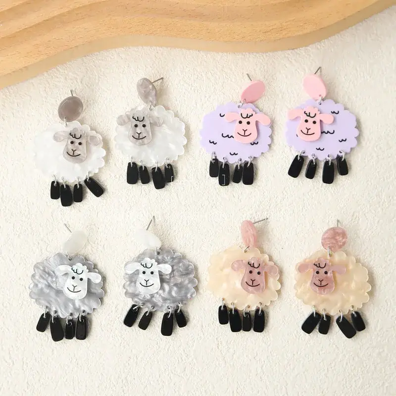 Acrylic Sheep Character Earrings (4 Colours)