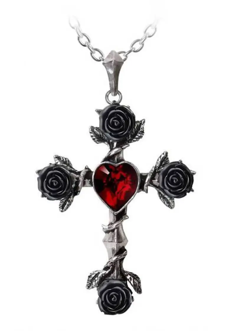 Alchemy Black Rosifix Necklace Red