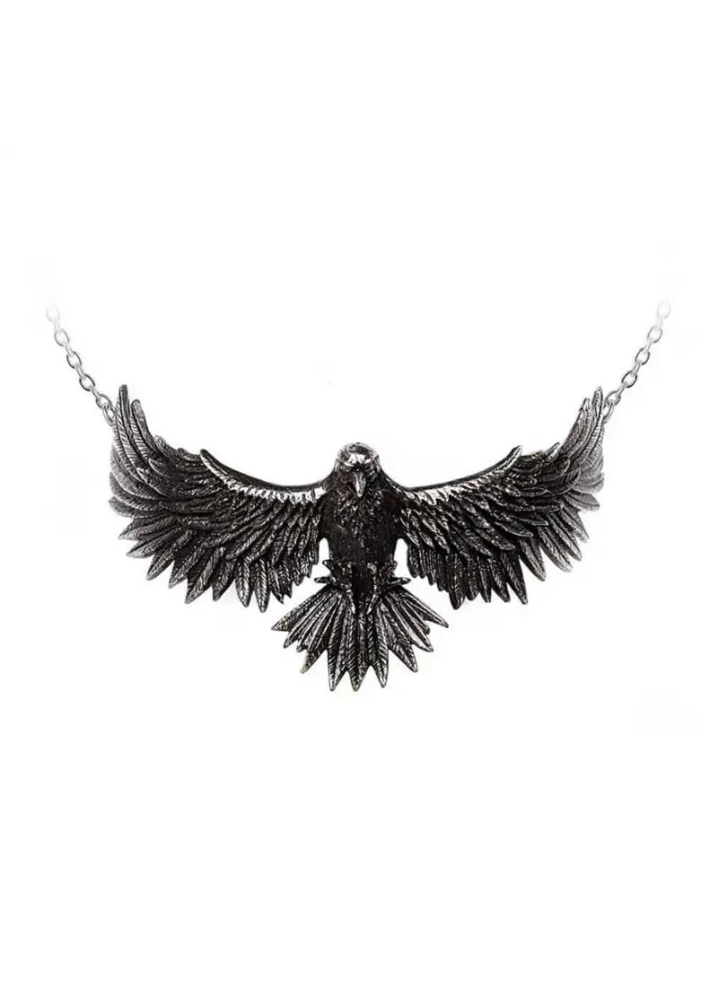 Alchemy Curse of Coronis Raven Necklace Silver
