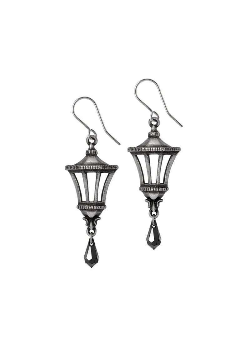 Alchemy Mourning Gaslight Lantern Earrings Black