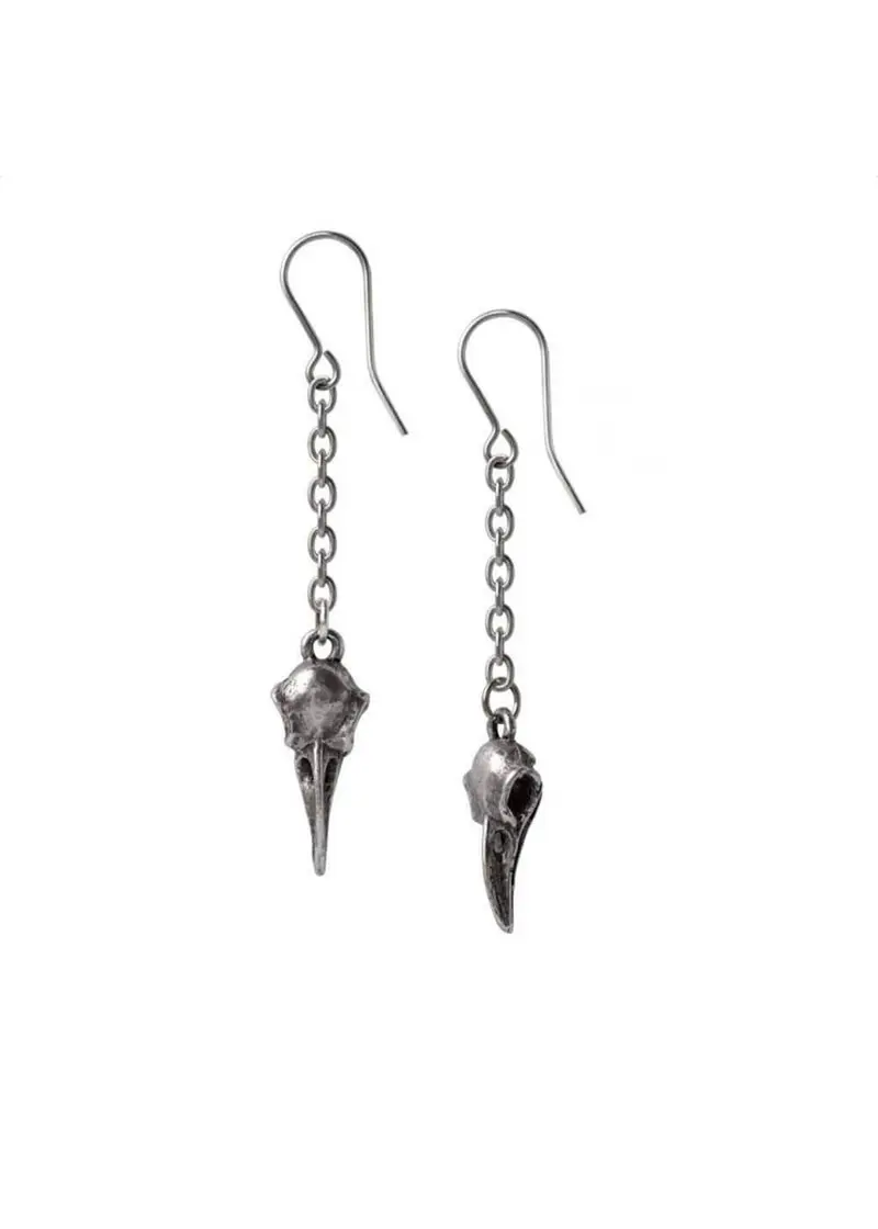 Alchemy Raven Skull Bird Skull Earrings