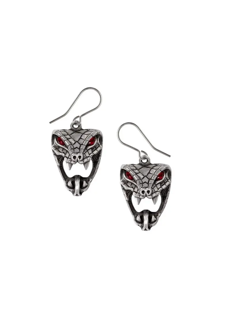 Alchemy Snake Bite Snake Earrings Red