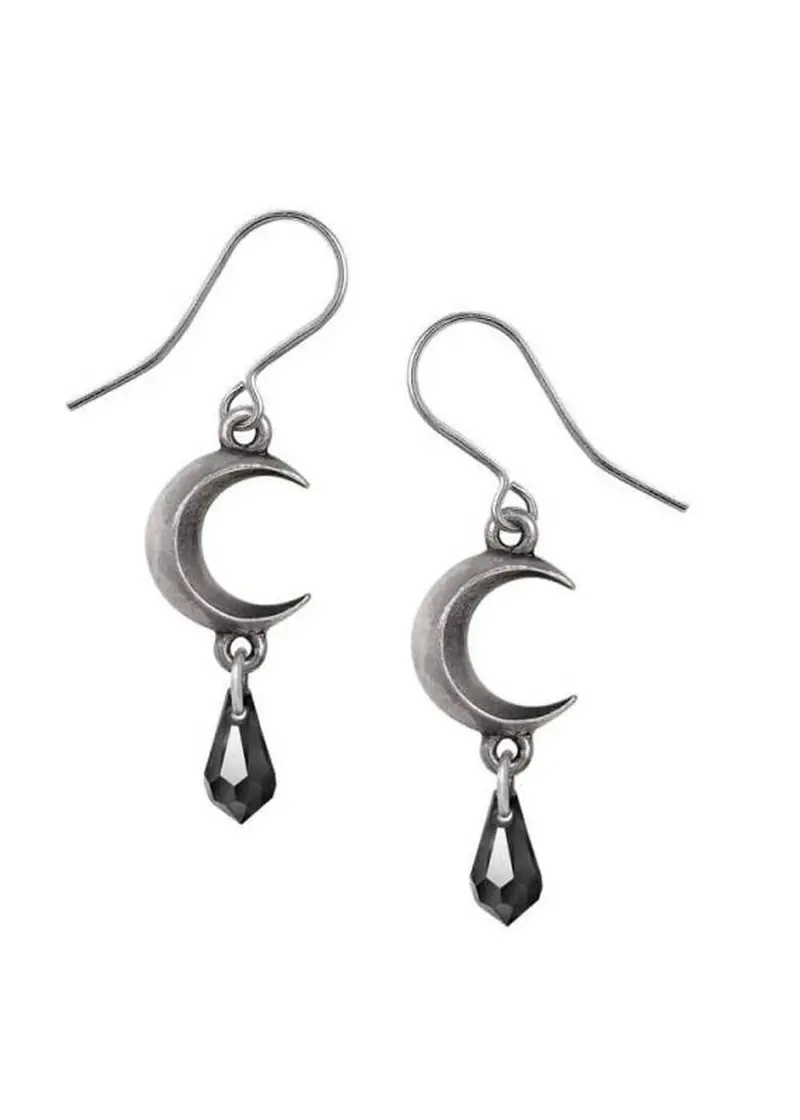 Alchemy Tears of the Moon Black Earrings