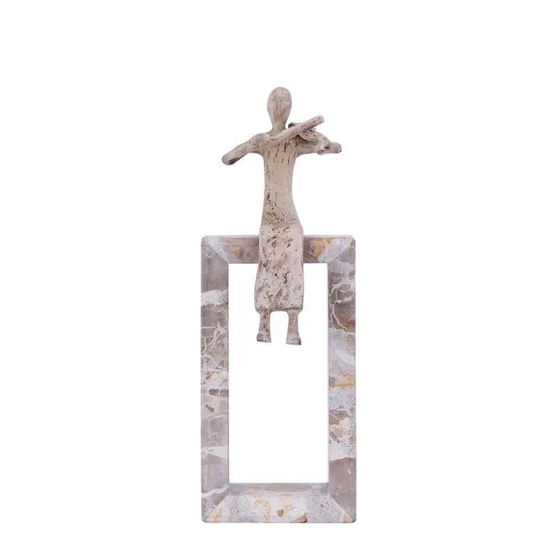 Aleria Beige Casted Alu Violin Lady On Marble Base PTMD