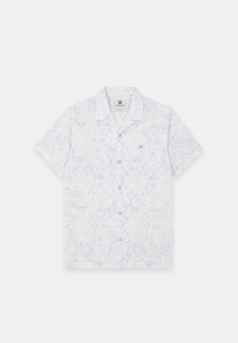 All over print slub overhemd korte mouw
