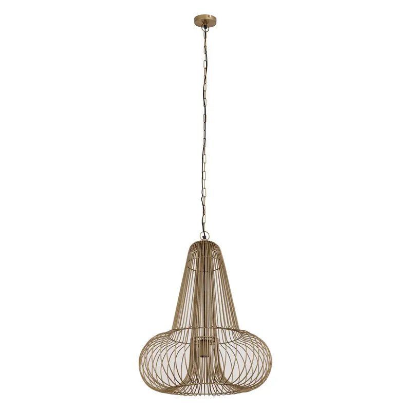 Aluesi Antique Brass Iron Wired Hanging Lamp PTMD