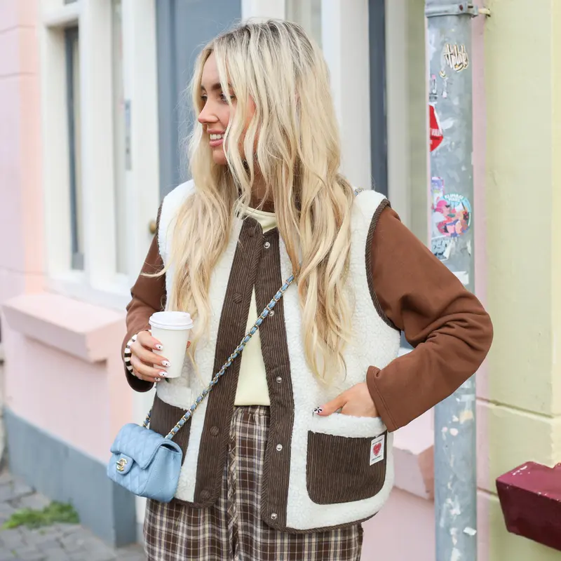 Anastasa teddy gilet birch