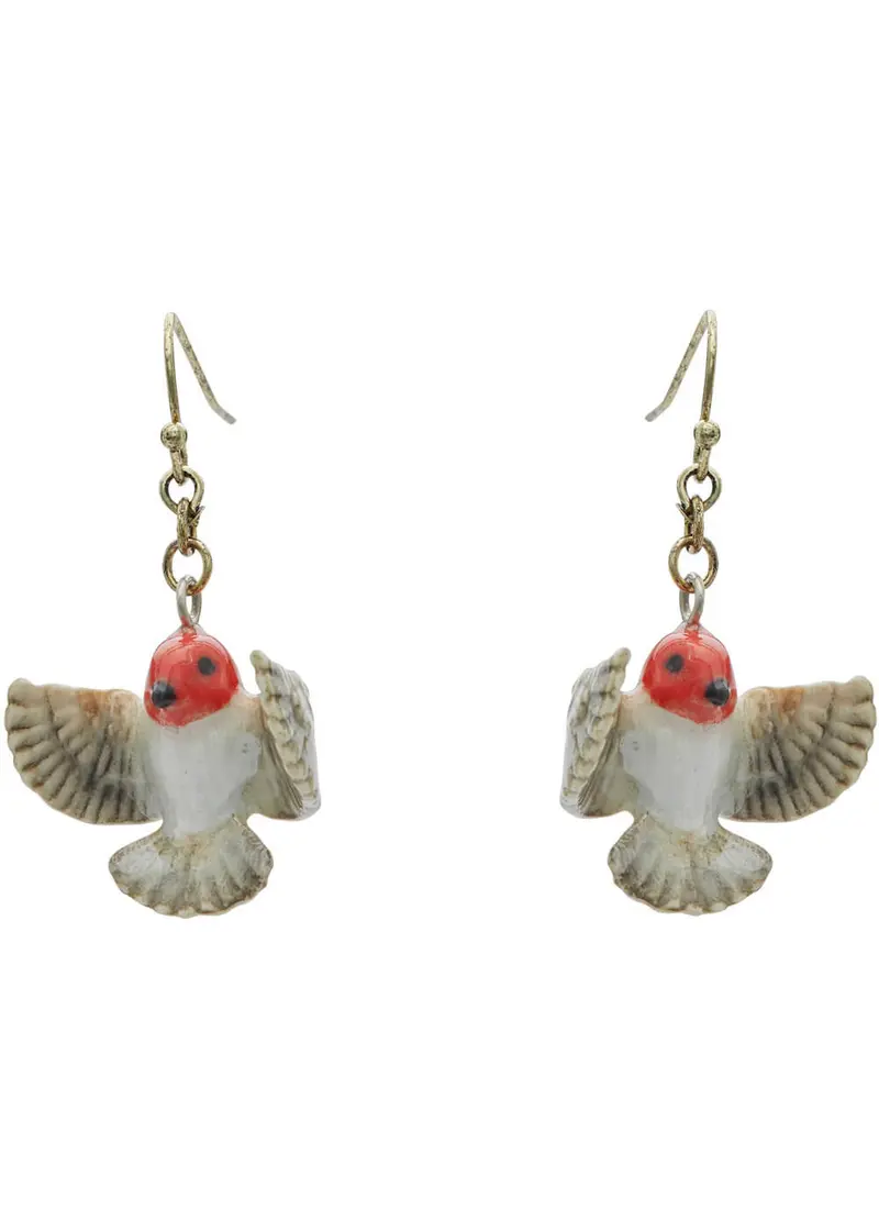 And Mary Flying Robin Earrings Red
