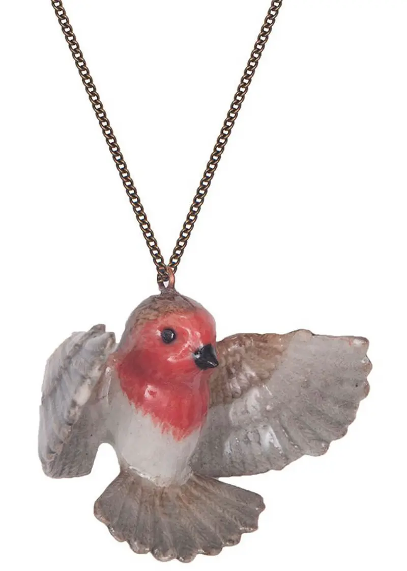 And Mary Flying Robin Necklace Red