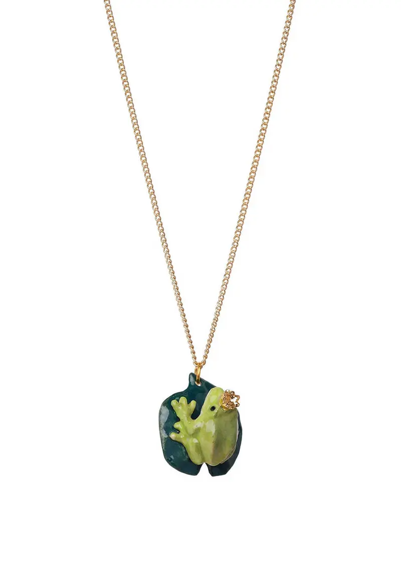 And Mary Frog On Lily Leaf Necklace