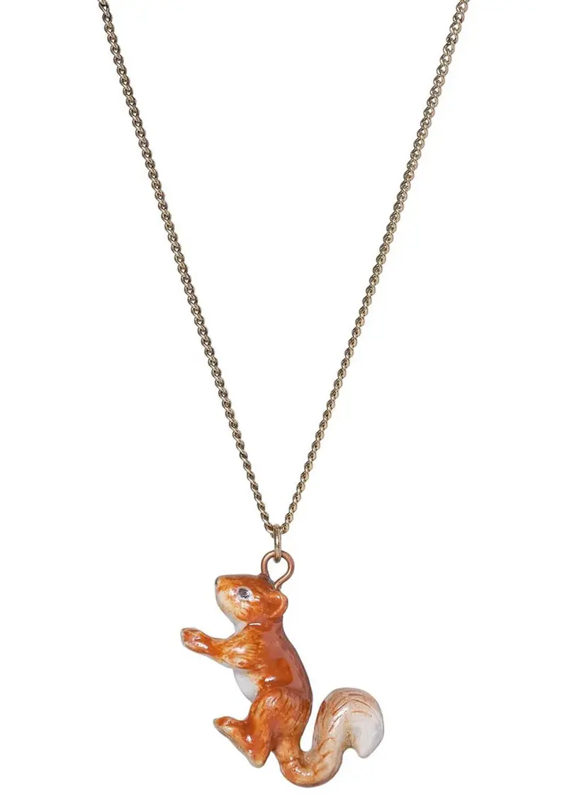 And Mary Leaping Squirrel Necklace Brown