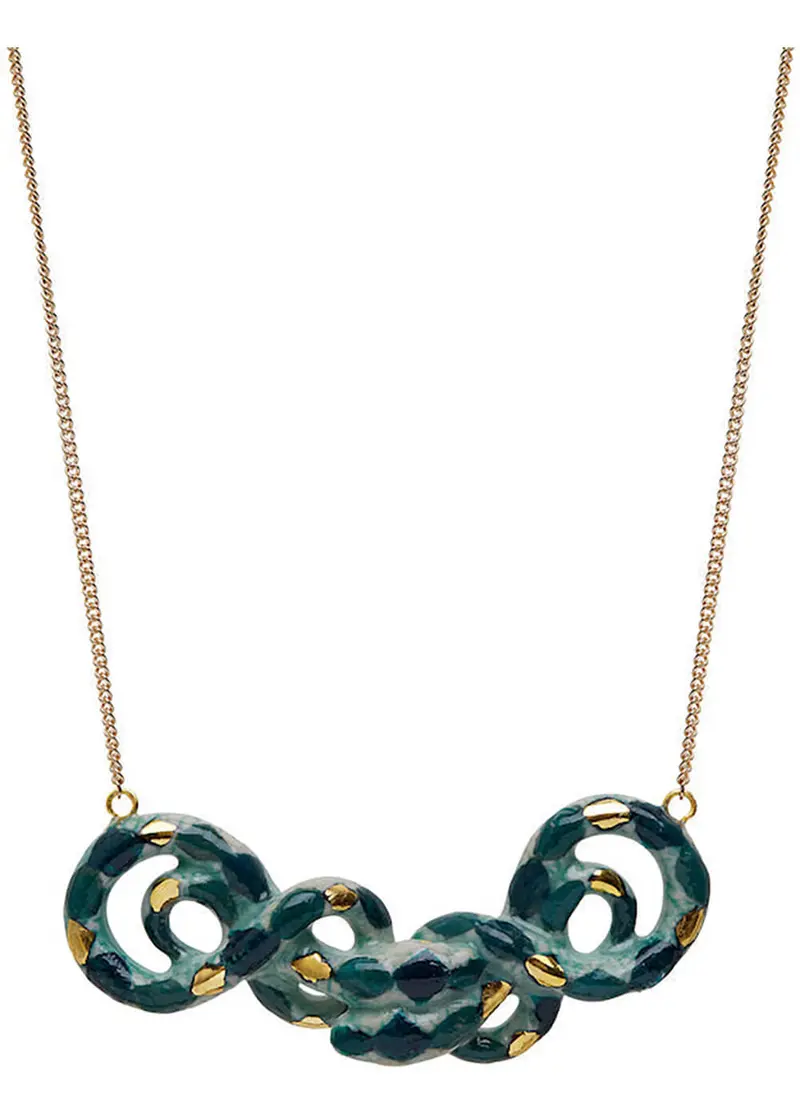 And Mary Snake Necklace Green