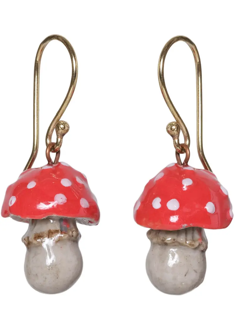 And Mary Toadstool Earrings Red