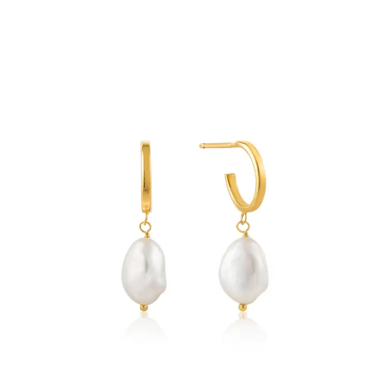 Ania Haie Pearl Mini Hoop Earrings (16MM)