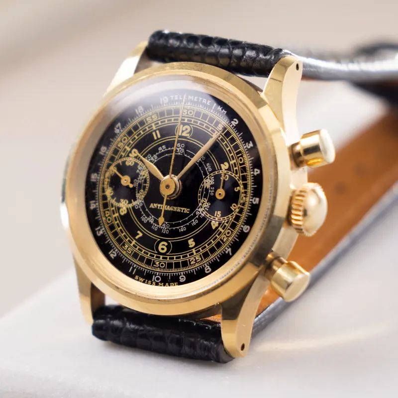 Anonymous Baby Chronograph 18 Karat Gelbgold Gilt Zifferblatt Valjoux 69