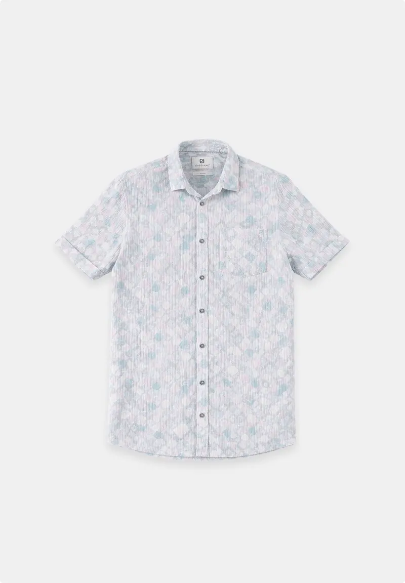Anton – All over print shirt met waffle structuur