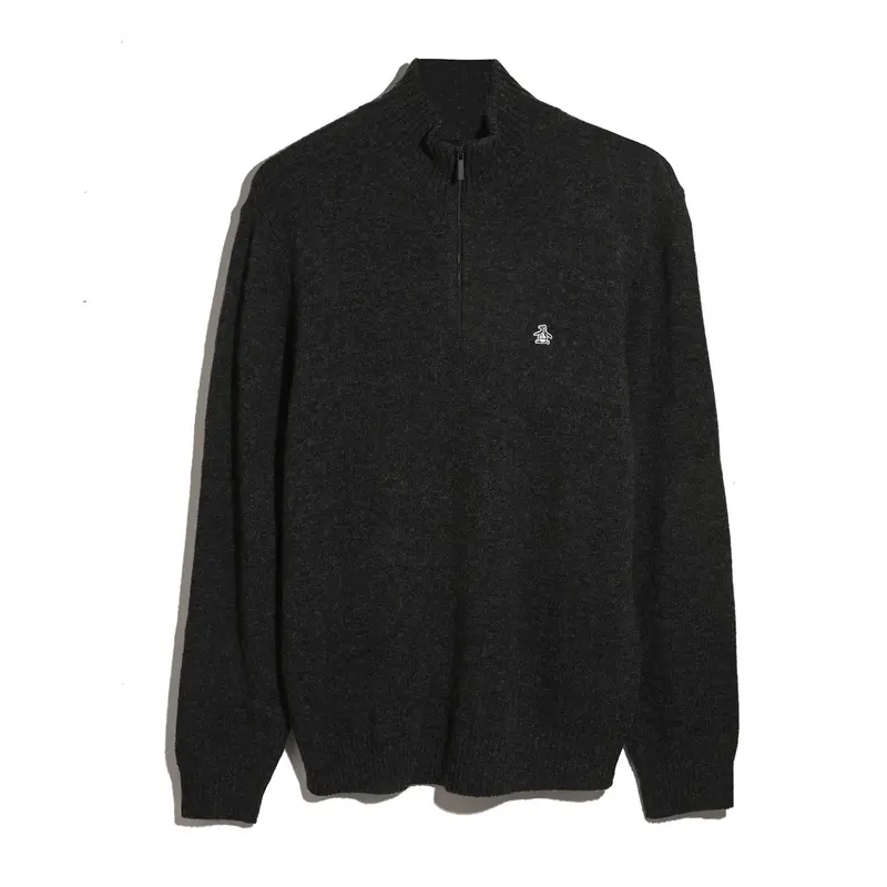 Antraciet halflange zip van lamswol van Original Penguin