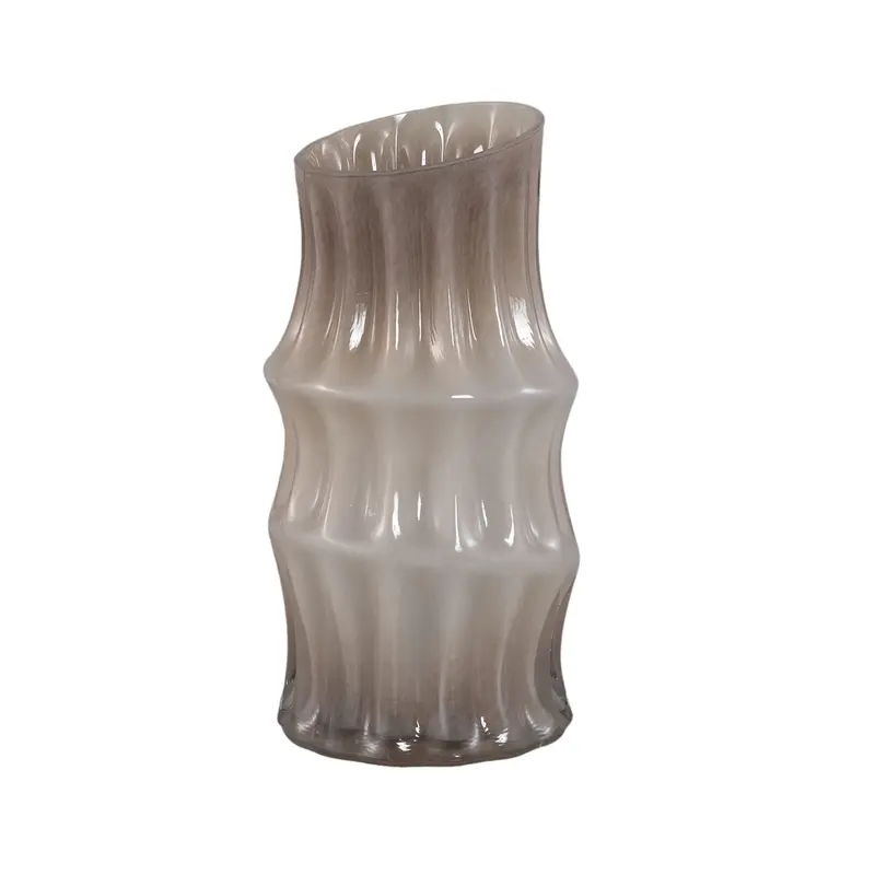 Anvi Cream Solid Glass Vase Angular Shaped Round Large PTMD