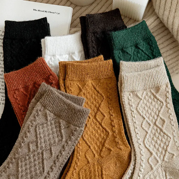 Aran Knit Crew Socks (8 Colours)