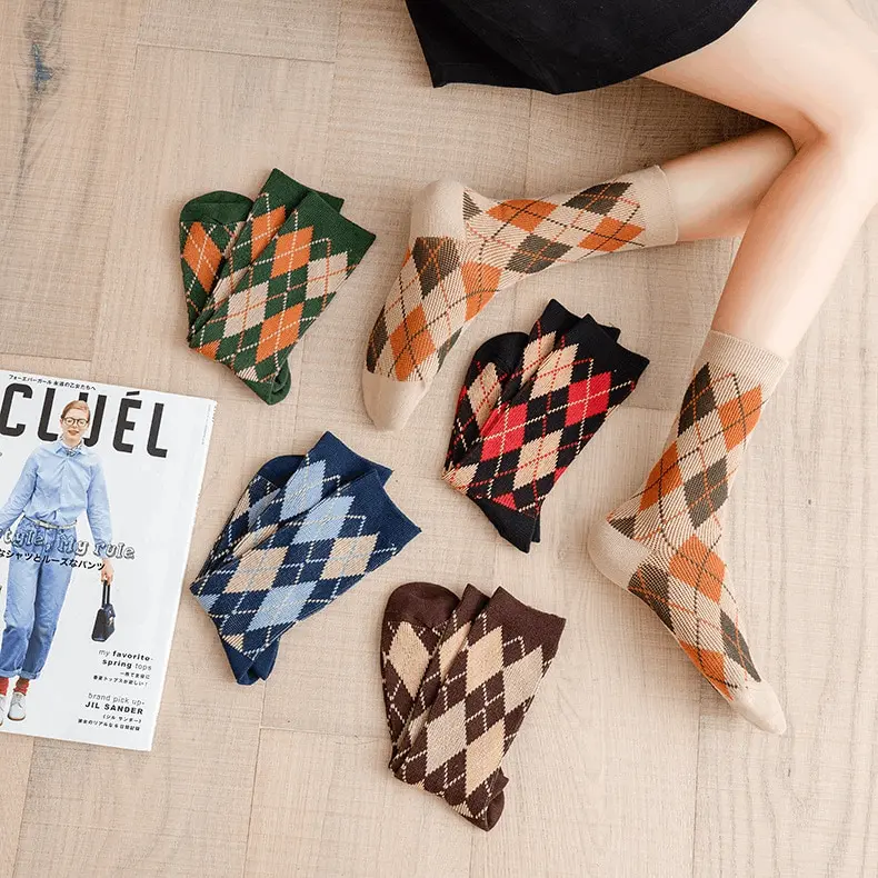 Argyle Crew Socks (5 Colours)