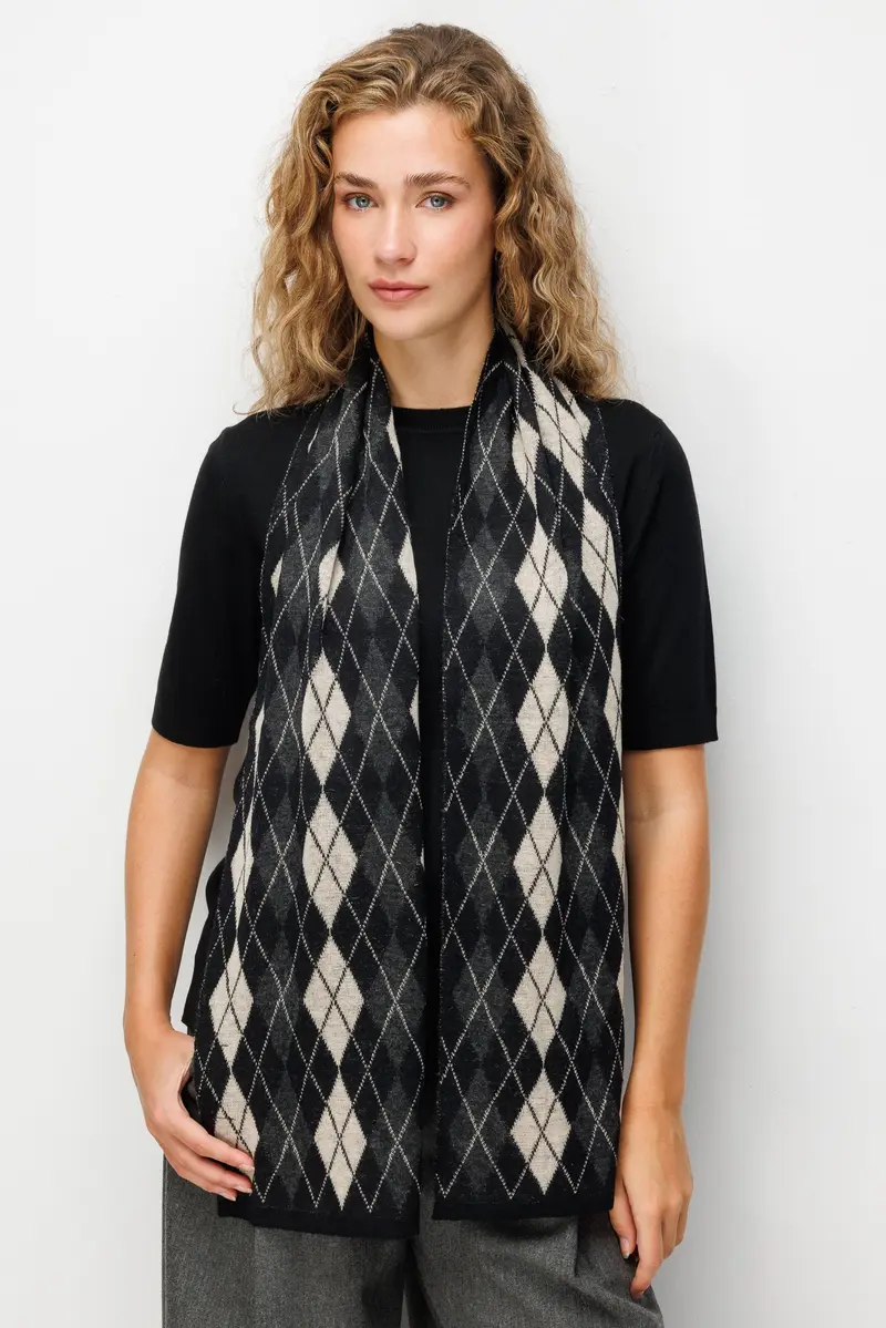 ARGYLE SHAWL ECRU-BEIGE