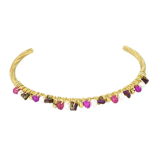 Armband Beady Bangle goud paars