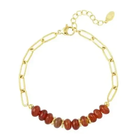 Armband Chunky met steentjes Stone goud cognac