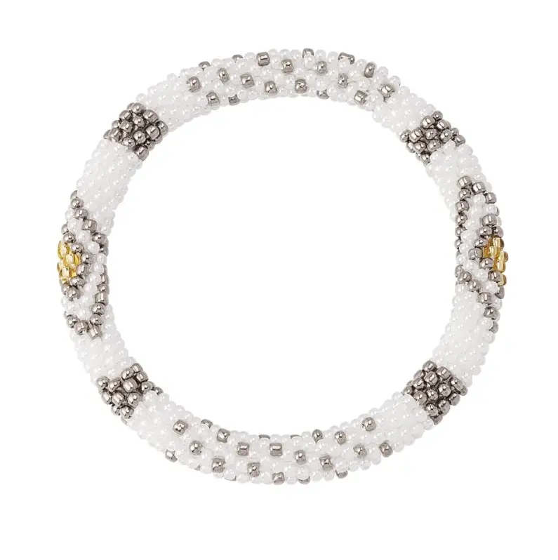 Armband Kralen Figuur wit zilver