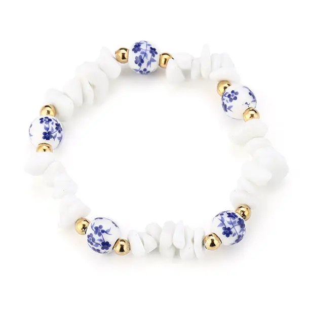 Armband Kralen Strand wit blauw