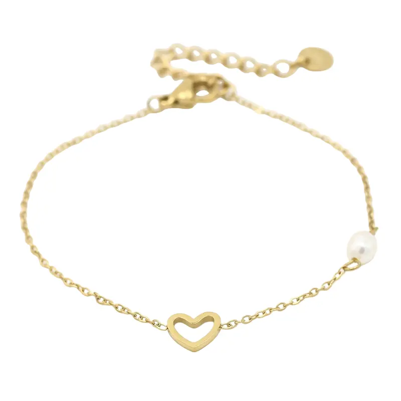 Armband Love met Parel goud