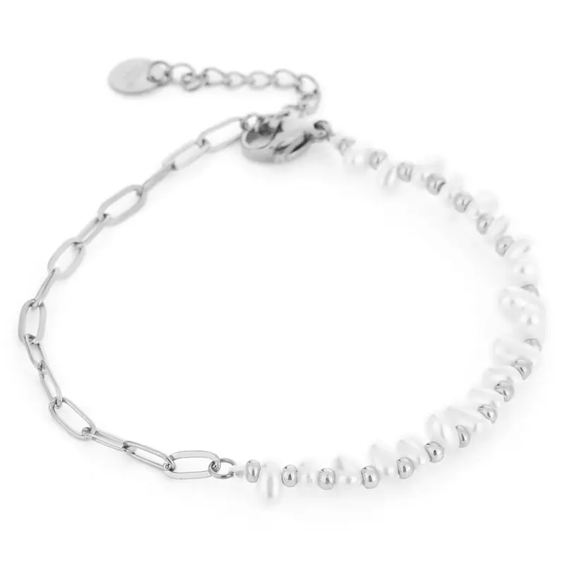 Armband Pareltjes zilver wit