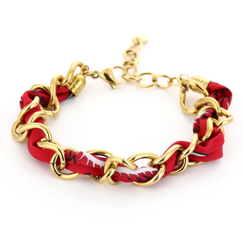 Armband Schakel met Bandana goud rood