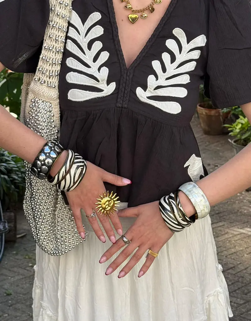 Artisanal zebra bangle bracelet